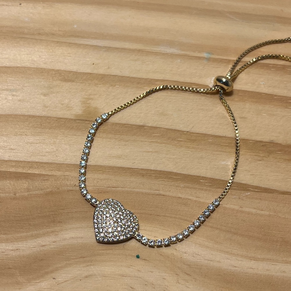 Gold Heart Bracelet with Silver Accents